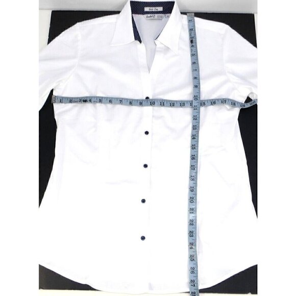 ESABEL. C white easy care button up fitted blouse woman's size M NEW, NO TAGS - Picture 3 of 5